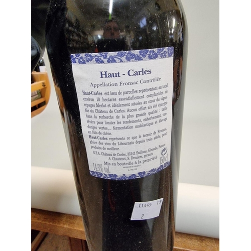 23 - A 150cl magnum of Chateau Haut Carles, 2003, Fronsac. (1)