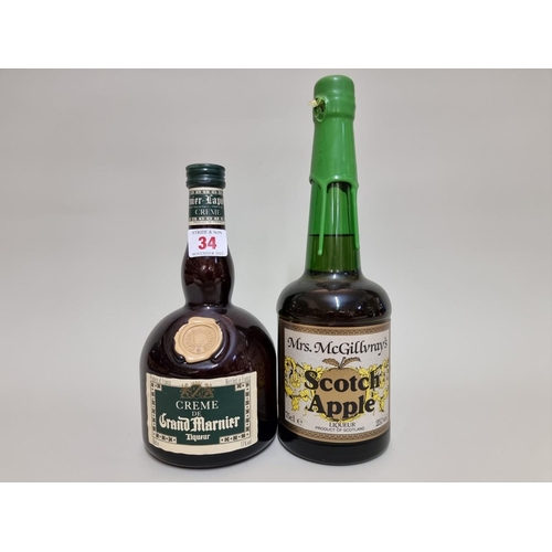 34 - A 70cl bottle of Creme de Grand Marnier liqueur; together with a 75cl bottle of Mrs McGillvray's sco... 