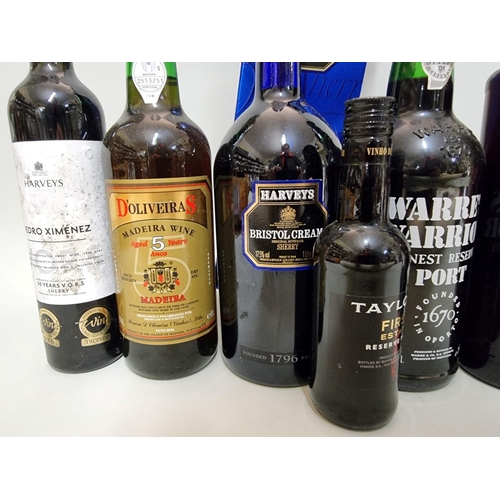 37 - A collection of port, sherry and similar, to include: a 75cl Warre's Warrior Finest Reserve; a 50cl ... 