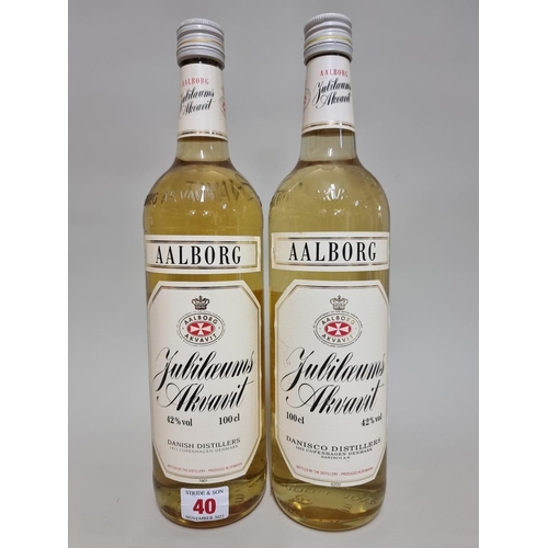 40 - Two 1 litre bottles of Aalborg Jubilaeums Akvavit. (2)