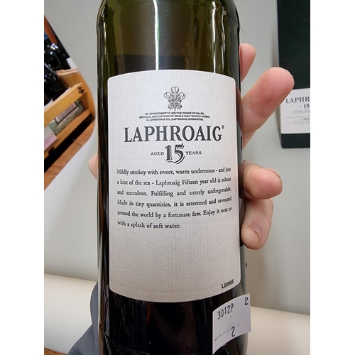 42 - A 70cl bottle of Laphroaig 15 year old whisky, in oc.