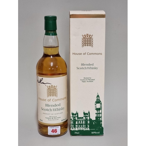 46 - A 70cl bottle of House of Commons 12 year old whisky, signed by David Cameron, in card box.... 