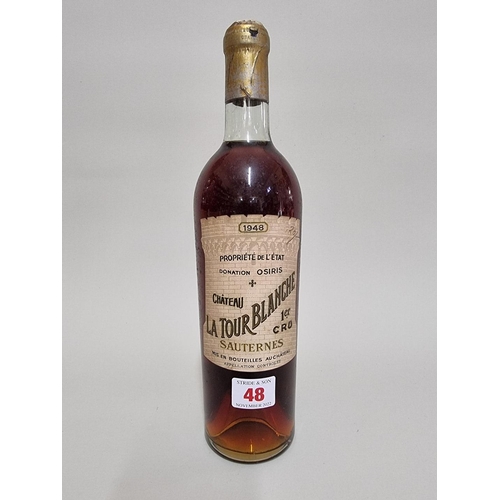 48 - A 75cl bottle of Chateau La Tour Blanche, Sauternes, 1948.