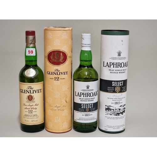 59 - Two 70cl bottles of whisky, comprising: Laphroaig 'Select'; and The Glenlivet 12 year old, each in c... 