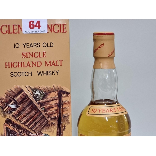 64 - A 1 litre bottle of Glenfiddich whisky, in card tube; together with a 70cl bottle of Glenmorangie 10... 