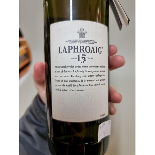 66 - A 70cl bottle of Laphroaig 15 year old whisky.