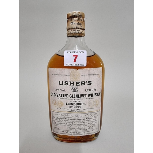 7 - An old half bottle of Usher's Old Vatted Glenlivet blended whisky, circa 1950s bottling.... 