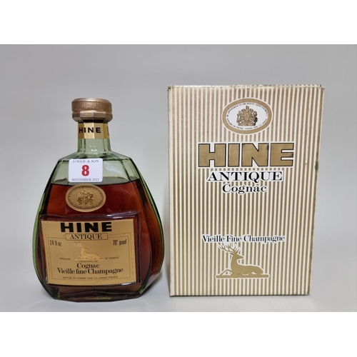 8 - A 24 fl.oz. bottle of Hine Vieille Fine Champagne cognac, probably 1960s bottling, (low shoulder lev... 