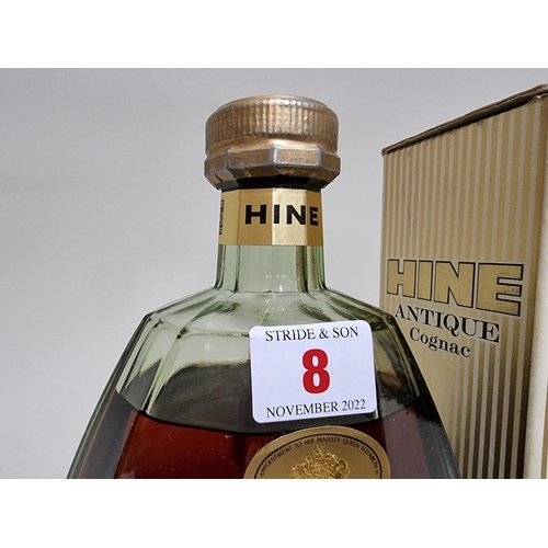 8 - A 24 fl.oz. bottle of Hine Vieille Fine Champagne cognac, probably 1960s bottling, (low shoulder lev... 