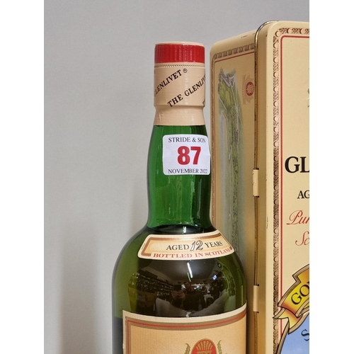 87 - A 75cl bottle of The Glenlivet 12 year old whisky, 1980s bottling, in tin.