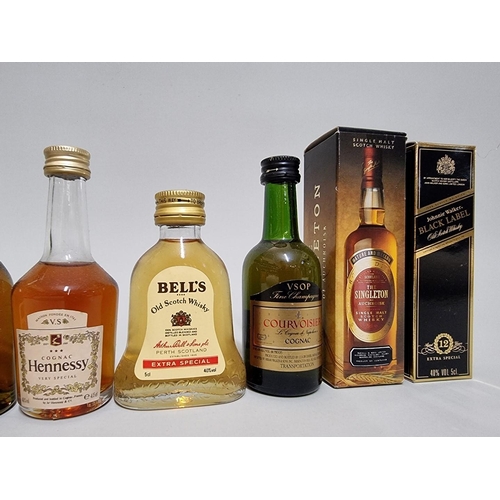 9 - A group of ten 5cl alcohol miniatures, to include: The Singleton, in oc; The Glenlivet; and Cardhu, ... 