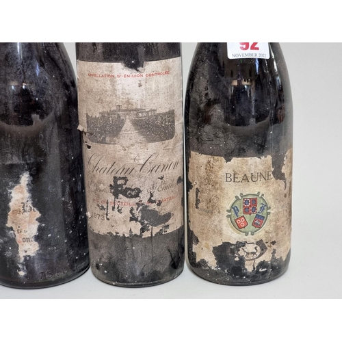 92 - Four 75cl bottle of French red wine, to include: Chateau Canon, St Emilion, 1973; Chateau Lafon Roch... 