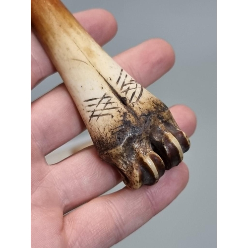 1645 - A bone stilton scoop; together with another unusual antler example, 13cm long.