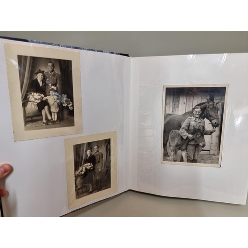 1674 - An interesting photograph album, containing 92 World War II black and white snapshots, with owner's ... 