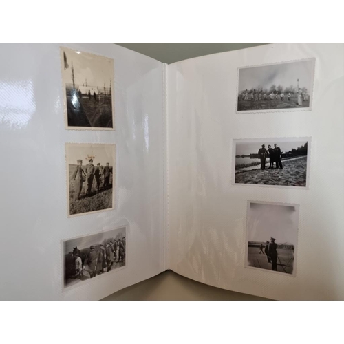 1674 - An interesting photograph album, containing 92 World War II black and white snapshots, with owner's ... 