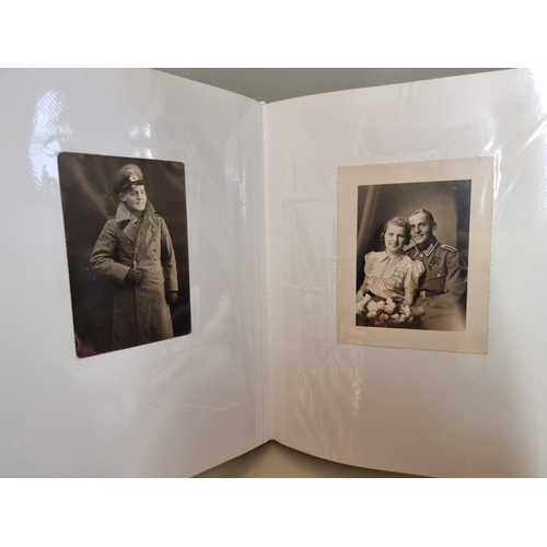 1674 - An interesting photograph album, containing 92 World War II black and white snapshots, with owner's ... 