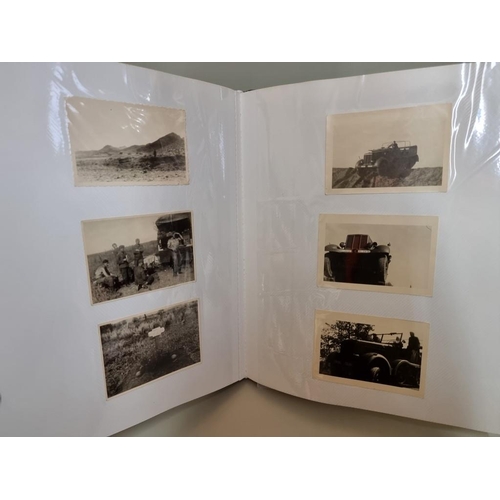 1674 - An interesting photograph album, containing 92 World War II black and white snapshots, with owner's ... 