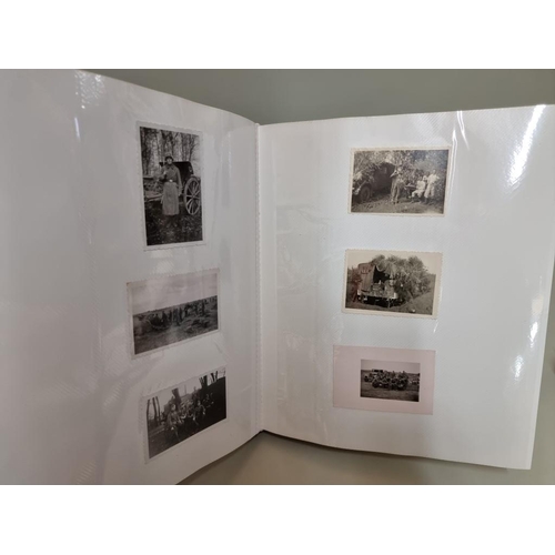 1674 - An interesting photograph album, containing 92 World War II black and white snapshots, with owner's ... 