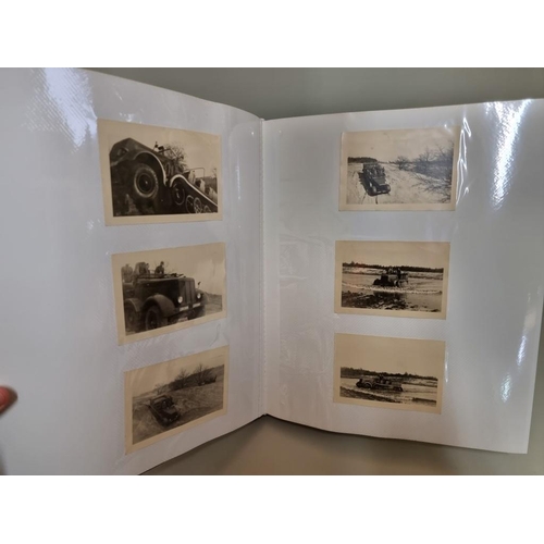 1674 - An interesting photograph album, containing 92 World War II black and white snapshots, with owner's ... 