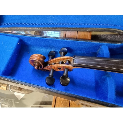 1682 - An antique Continental violin, possibly French, with 14in one piece back, in padded case. ... 