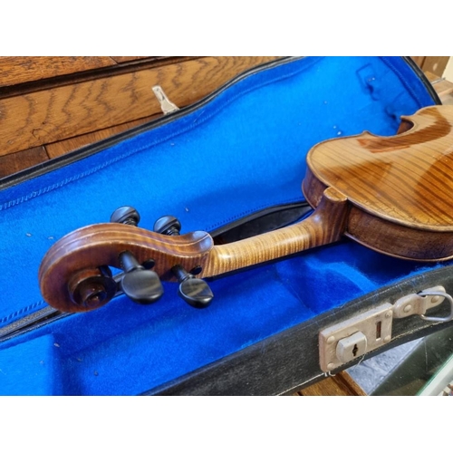 1682 - An antique Continental violin, possibly French, with 14in one piece back, in padded case. ... 