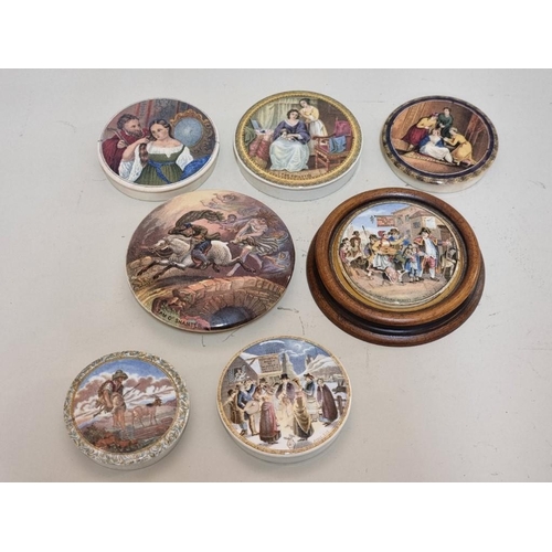 1714 - Pot Lids: a group of seven, to include 'Tam O'Shanter' and 'Xmas Eve'. (7)