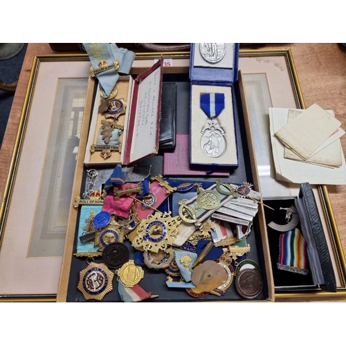 1735 - A large collection of Masonic regalia and medals, to include silver gilt examples; and a related pho... 