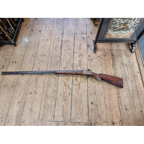 1762 - A 19th century percussion musket, having 97cm barrel stamped 'M.R., RTM, VI, 163, 65'.... 