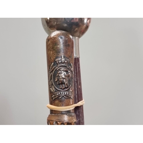 1765 - A World War I Artists Rifles bamboo swagger stick, 69cm; together with another Royal Air Force Regim... 