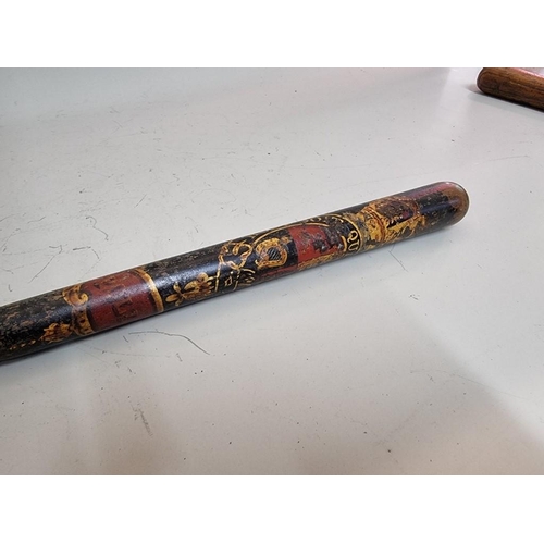 1781 - A 19th century painted wood police truncheon, 47cm.