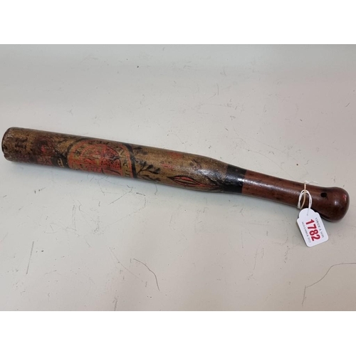 1782 - A George III painted wood truncheon, dated 1814, 45cm.