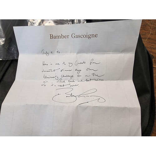 1685 - Bamber Gascoigne: a brown tweed jacket with letter of provenance signed by Bamber Gascoigne.... 