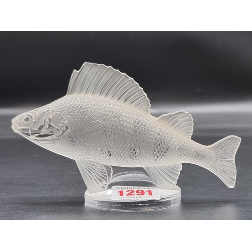 1251 - An R Lalique 'Perche' frosted glass car mascot, 16cm, (chips).