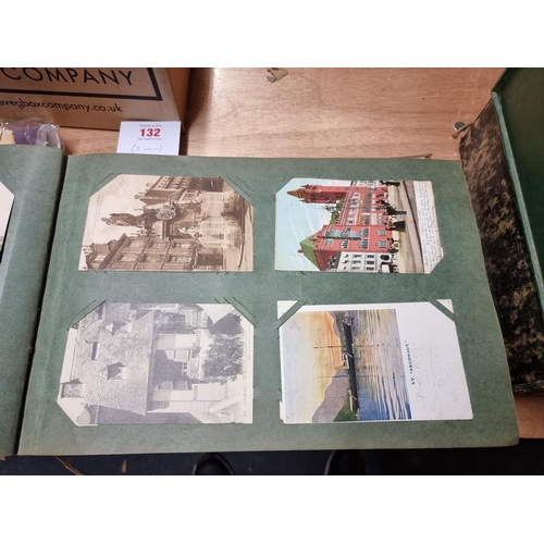 132 - POSTCARDS: three vintage albums of postcards, largely British topography, assembled by Henry Wi... 