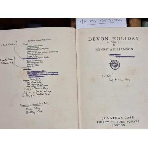 158 - WILLIAMSON (Henry): 'Devon Holiday...', London, Jonathan Cape, 1935: author's copy, with his ma... 