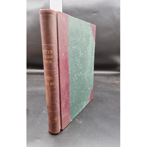 170 - LEDGERS: two old ledgers, red leather backed, one large oblong folio example with blank leaves, late... 