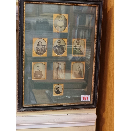 181 - TINTYPES: collection of 8 tintype portraits, mounted framed and glazed together, all but one re... 