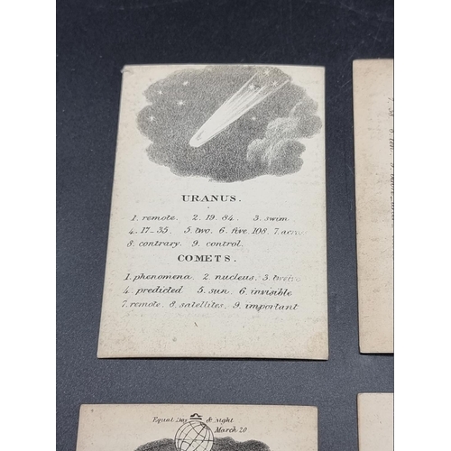 20 - ASTRONOMY CARDS: a thus untraced suite of 15 printed astronomical cards circa 1840, each with engrav... 