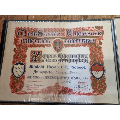 209 - SCHOOL ATTENDANCE CERTIFICATES: a collection of 13 housed in modern album, early 20thc examples... 