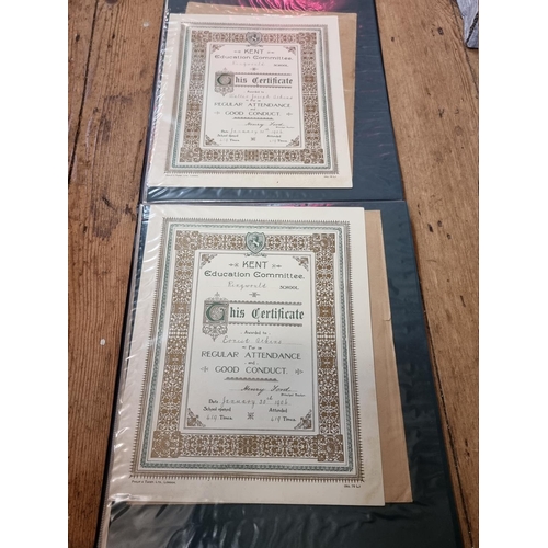 209 - SCHOOL ATTENDANCE CERTIFICATES: a collection of 13 housed in modern album, early 20thc examples... 