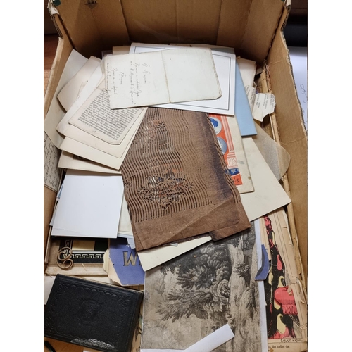 212 - MISC EPHEMERA: a quantity in one box, to include fabric samples and patterns, photographs, prin... 