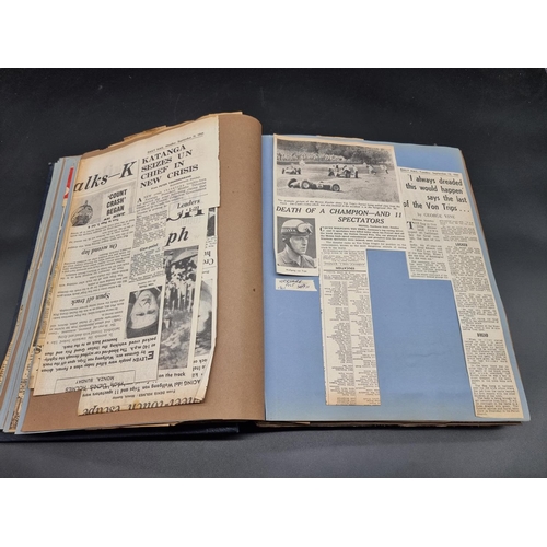 236 - MOTOR RACING SCRAPBOOKS: two large scrapbooks of newspaper cuttings, largely relating to motor racin... 