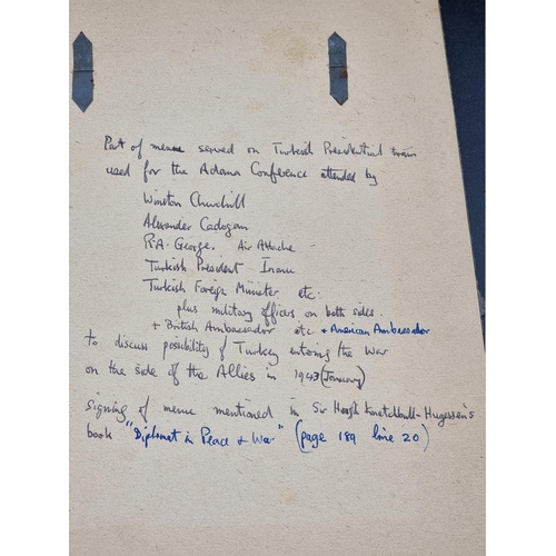 250 - SIGNED WINSTON CHURCHILL: printed menu from the Adoma conference, January 1943, provenance collectio... 