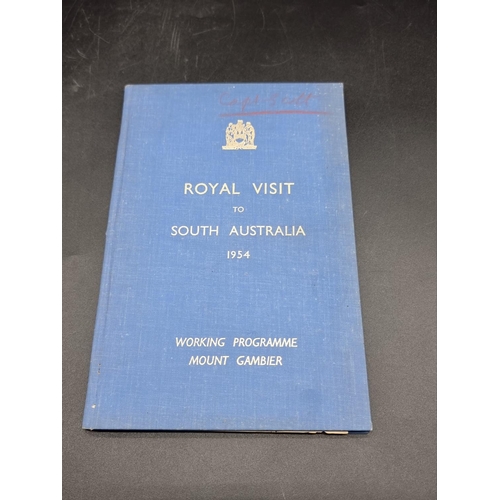 254 - ROYAL VISIT TO ADELAIDE, 1954: a small collection of ephemera related to include typewritten of... 