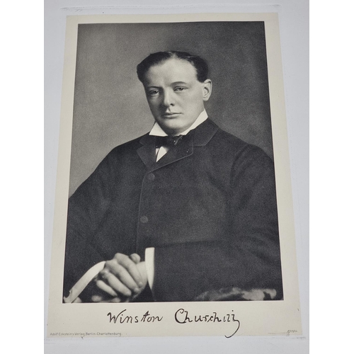 256 - WINSTON CHURCHILL: an uncommon photogravure portrait of the young Winston Churchill, pub. Berli... 