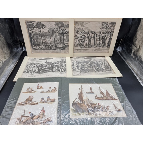 258 - PRINTS/ENGRAVINGS: a small quantity in mounts, 17th-19thc.