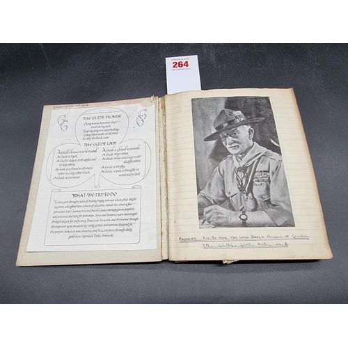 264 - GIRL GUIDES: an album of manuscript and cuttings related, circa late 1940s, to include 28 original c... 