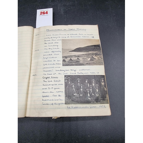 264 - GIRL GUIDES: an album of manuscript and cuttings related, circa late 1940s, to include 28 original c... 