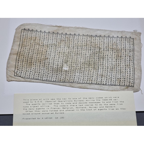 271 - WORLD WAR II: SPECIAL OPERATIONS EXECUTIVE: original printed silk code sheet, as used by SOE agents ... 