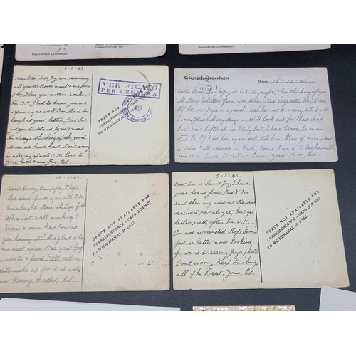 292 - P.O.W. MAIL: a group of 7 handwritten postcards from Lance Bombardier Edward Stirling, 52-PM-31... 